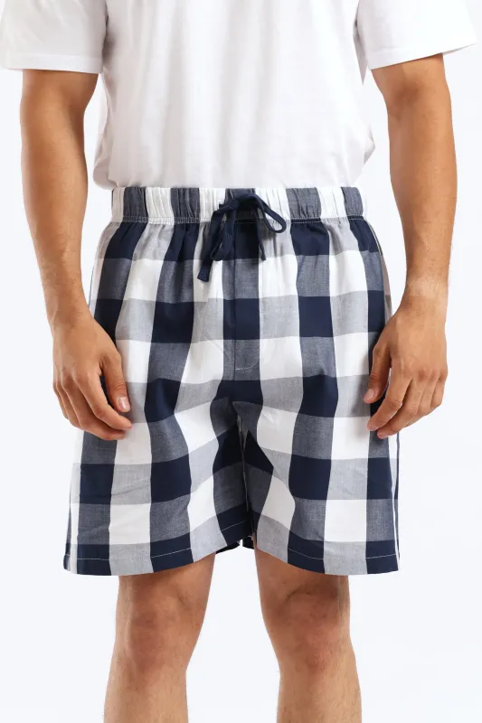 Check Woven Shorts - Navy/White sold by Edgars