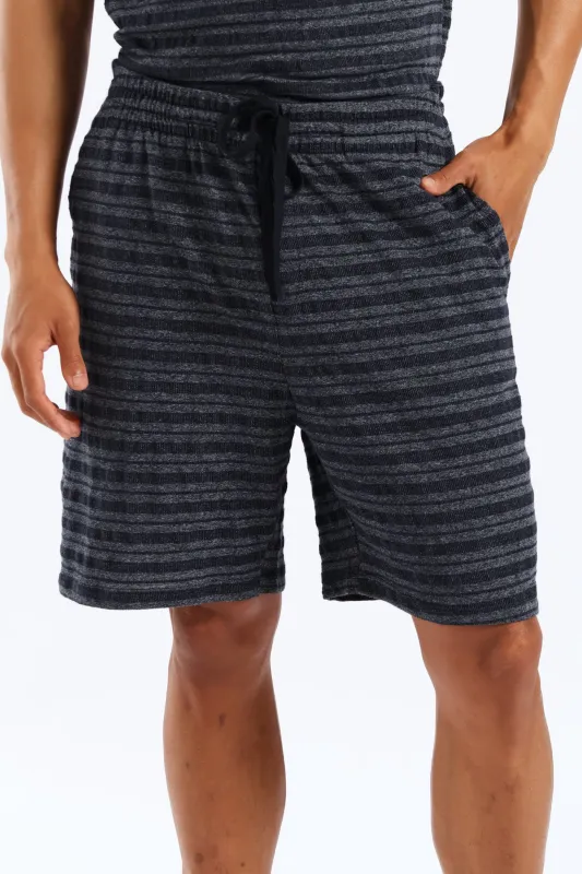 Salt & Pepper Stripe Pyjama Shorts - Navy sold by Edgars