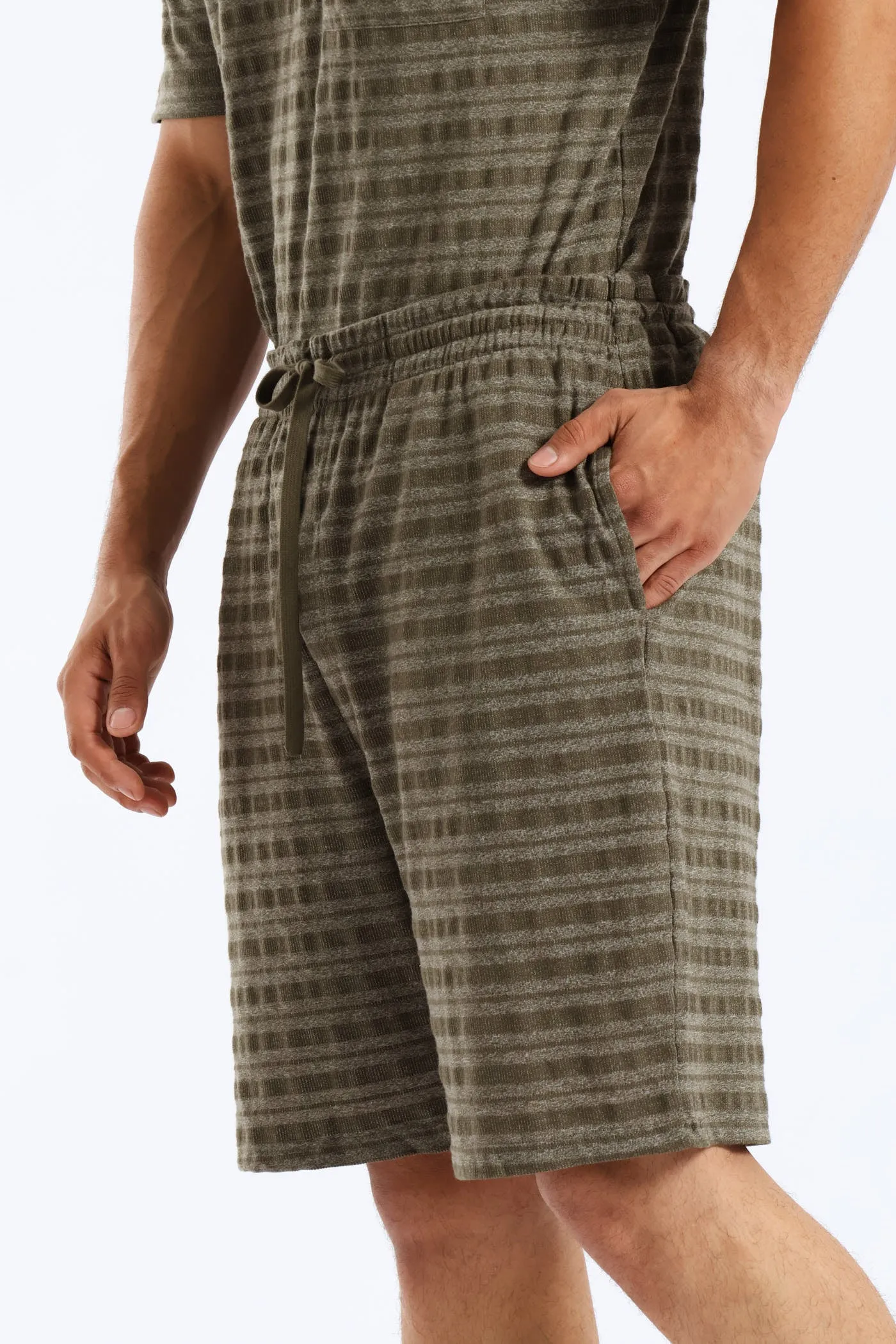 Salt & Pepper Stripe Pyjama Shorts - Olive sold by Edgars product image thumbnail 2