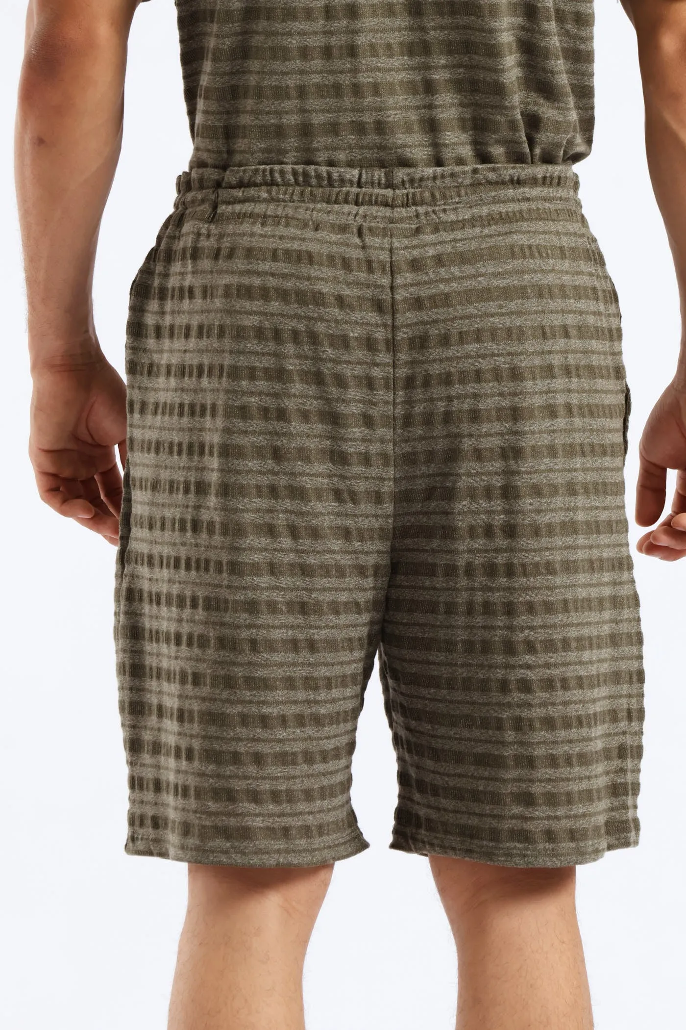 Salt & Pepper Stripe Pyjama Shorts - Olive sold by Edgars product image thumbnail 3