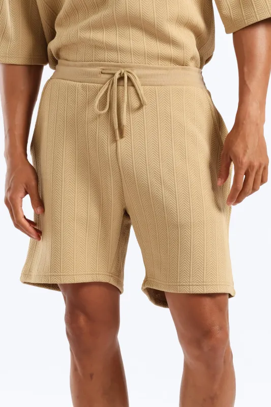 Textured Stretch Shorts - Stone sold by Edgars