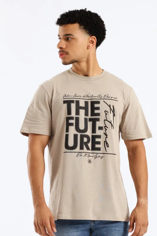 Basic Front Print Future Tee - Stone sold by Edgars