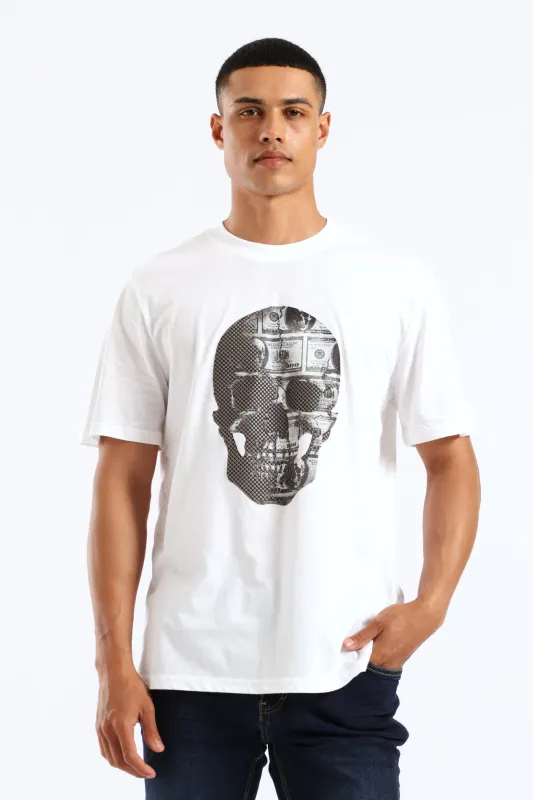 Money Skull Print Tee - White sold by Edgars