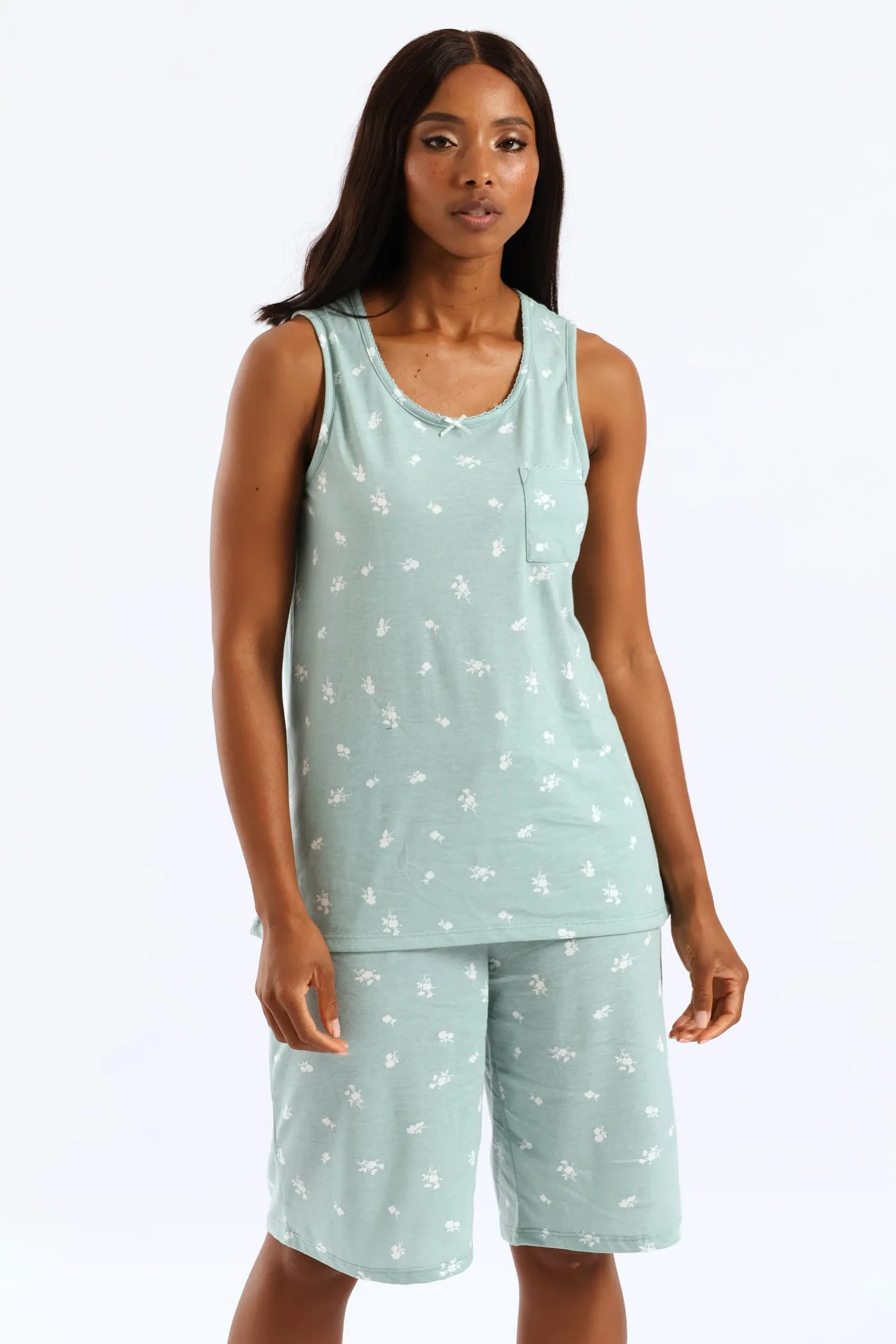 Ditsy Knit Short Set - Duck Egg sold by Edgars