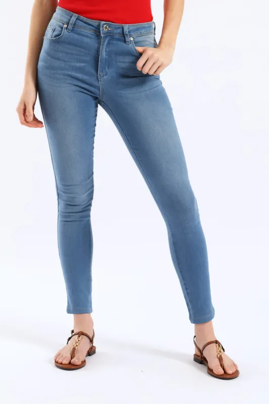 Push Up High Waist Skinny Denim - Light Wash sold by Edgars
