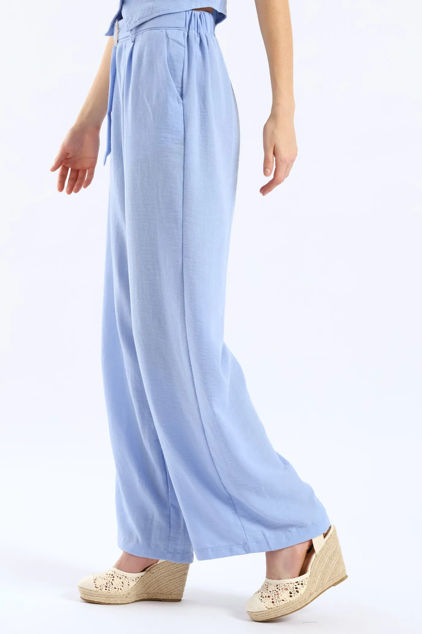 Pinched Seam O-Ring Self Belt Wideleg Pant - Periwinkle sold by Edgars product image thumbnail 3