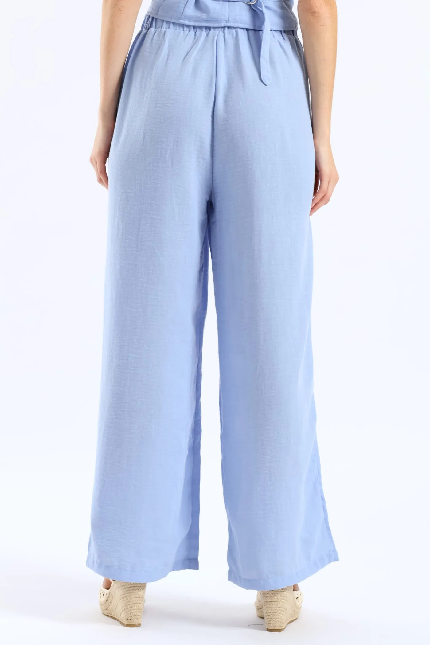Pinched Seam O-Ring Self Belt Wideleg Pant - Periwinkle sold by Edgars product image thumbnail 4