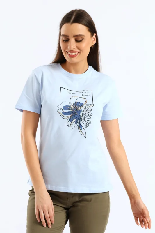 Made To Bloom Tee - Pale Blue sold by Edgars