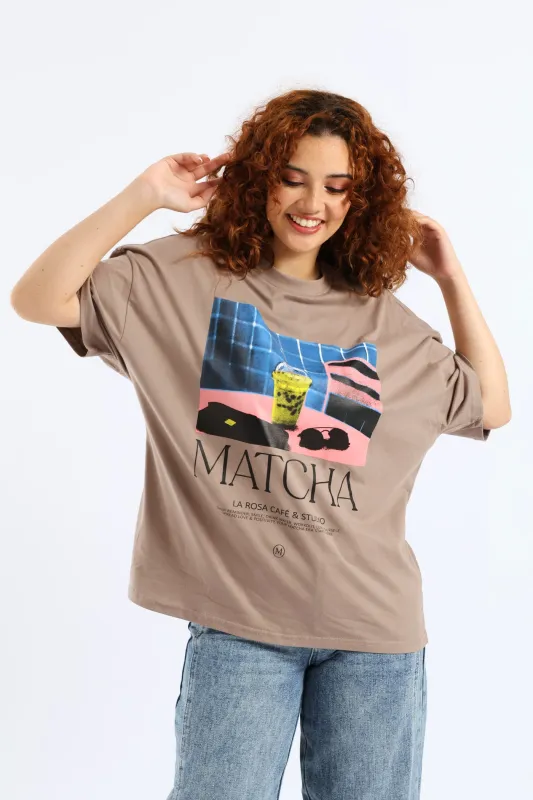 Oversized Matcha Tee - Taupe sold by Edgars
