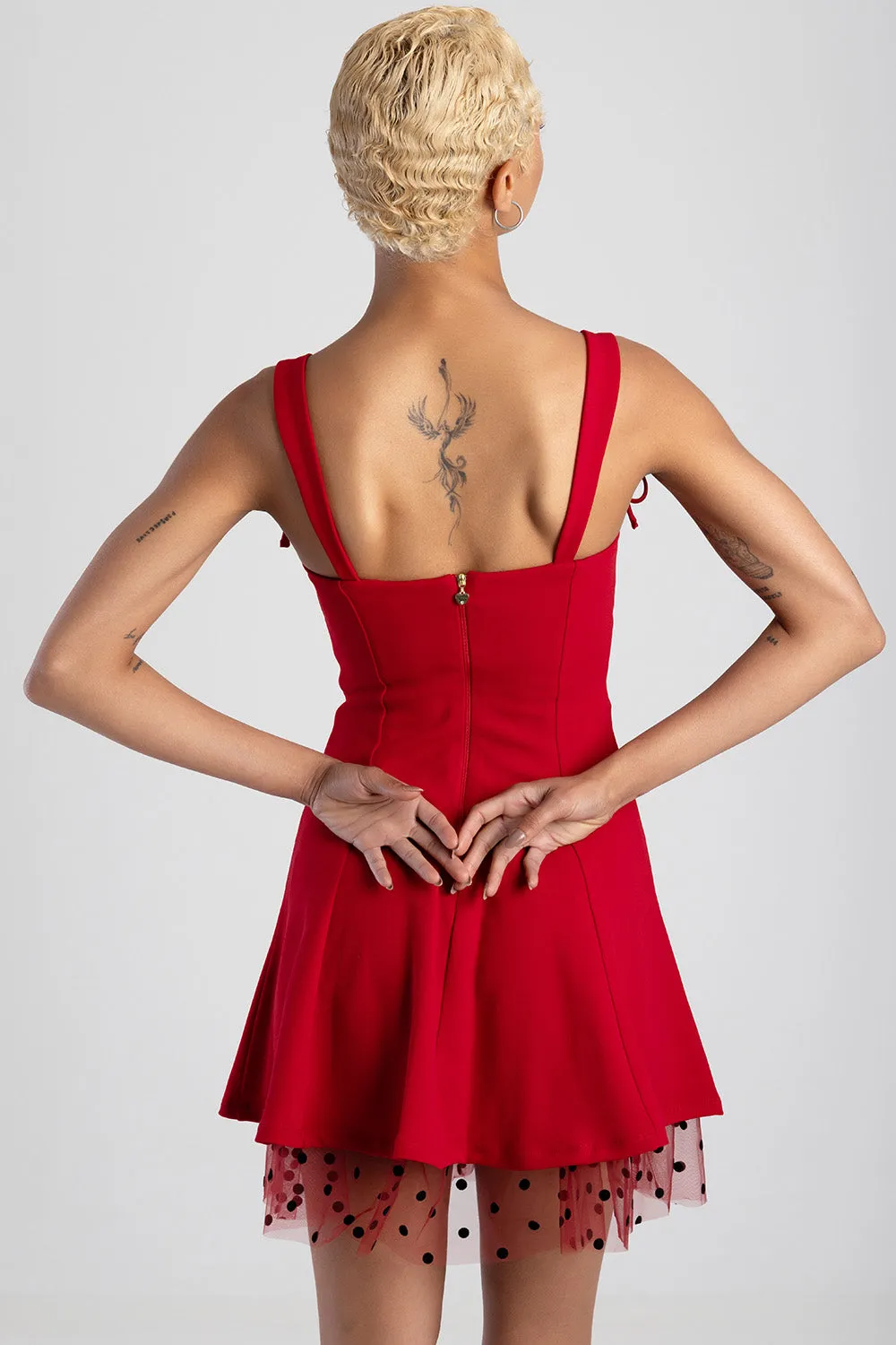 Straight Neckline Bow Detail Mini Dress - Red sold by Edgars product image thumbnail 2