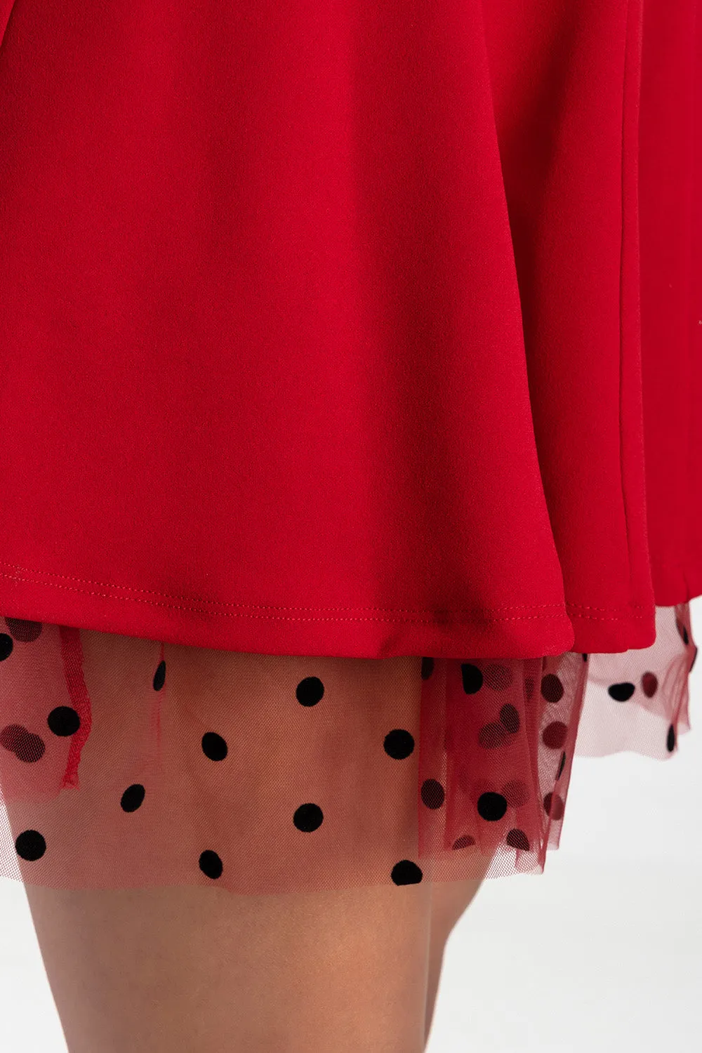 Straight Neckline Bow Detail Mini Dress - Red sold by Edgars product image thumbnail 4