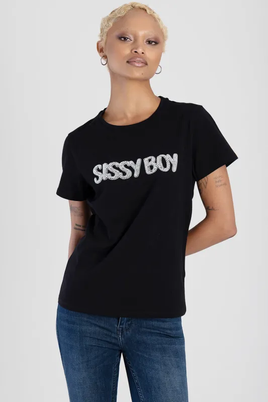 So Long Summer Pearl & Bling Regular Fit Top - Black sold by Edgars