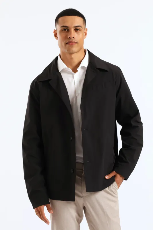 Smart Button Through Lined Shacket - Black sold by Edgars