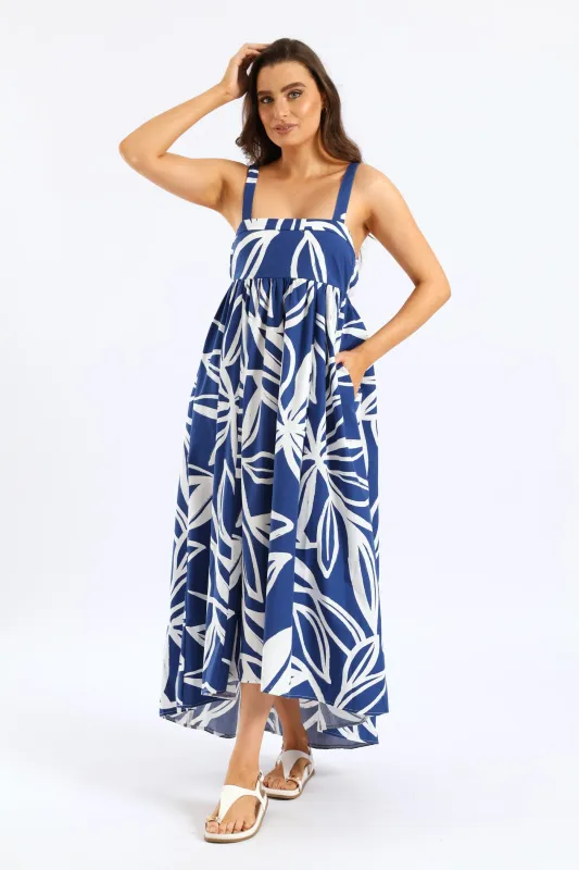 Hilo Midaxi Sundress - Navy/White sold by Edgars