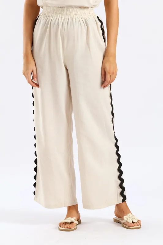 Pull-On Flat Front Wideleg Culotte Pant - Oatmeal Melange sold by Edgars