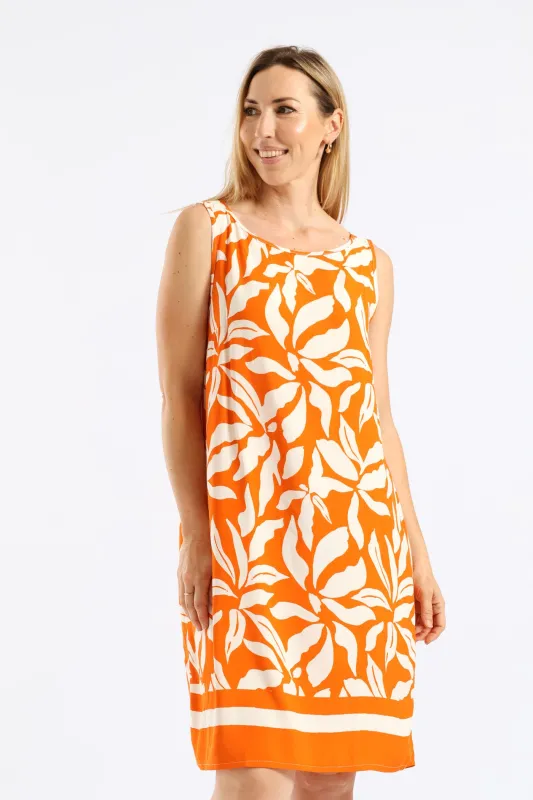 Border Print Shift Dress - White/Orange sold by Edgars