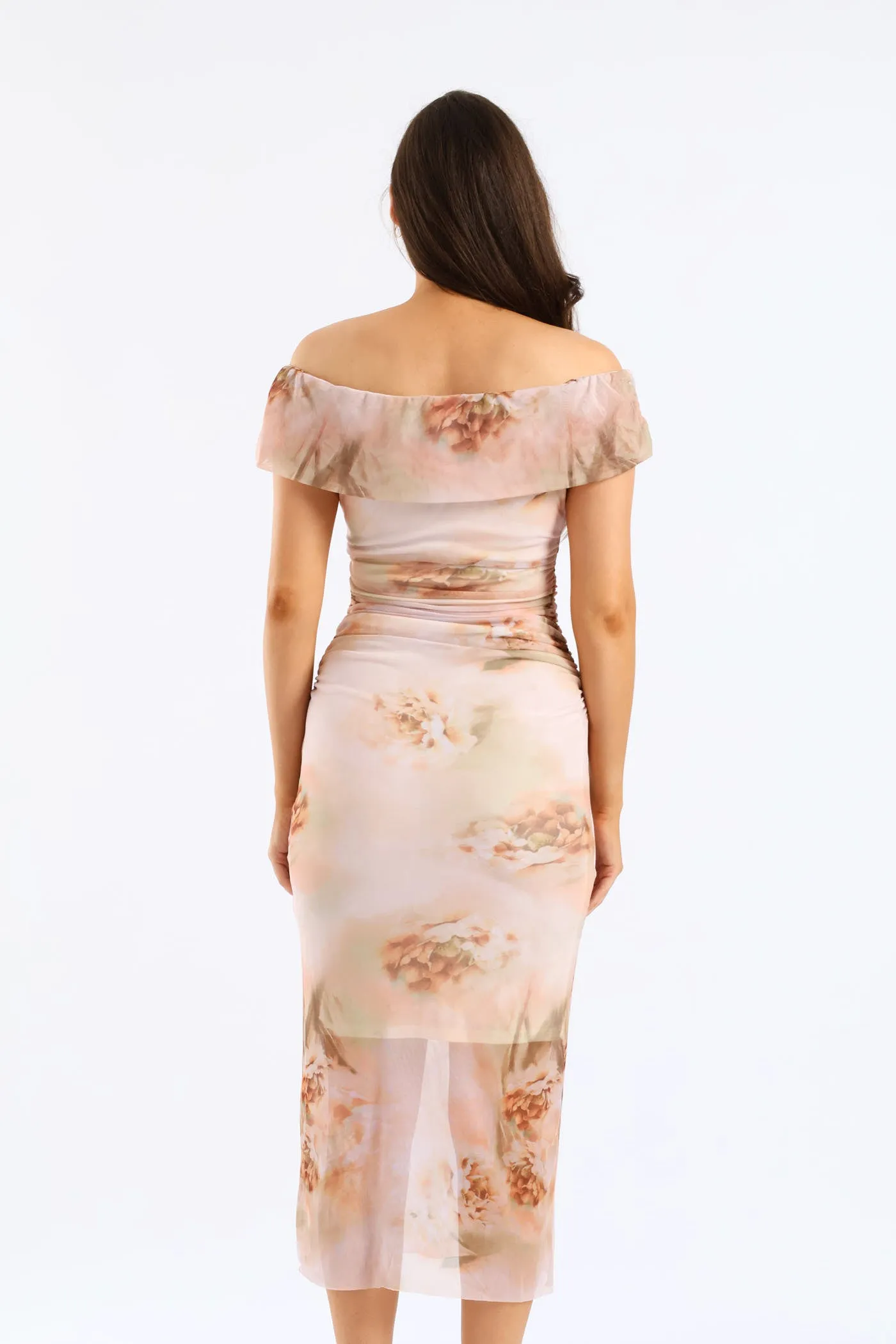 Off Shoulder Mesh Midi Dress - Blush sold by Edgars product image thumbnail 4