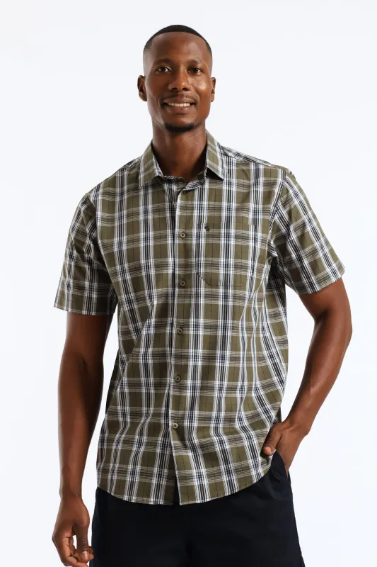 Regular Check Shirt - Olive/Navy/White sold by Edgars