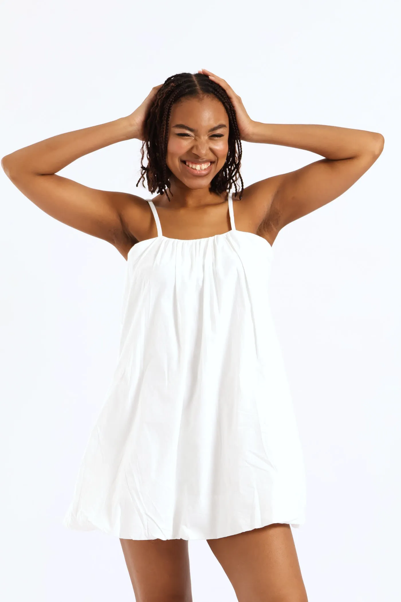 Bubble Hem Bows Mini Dress - White sold by Edgars