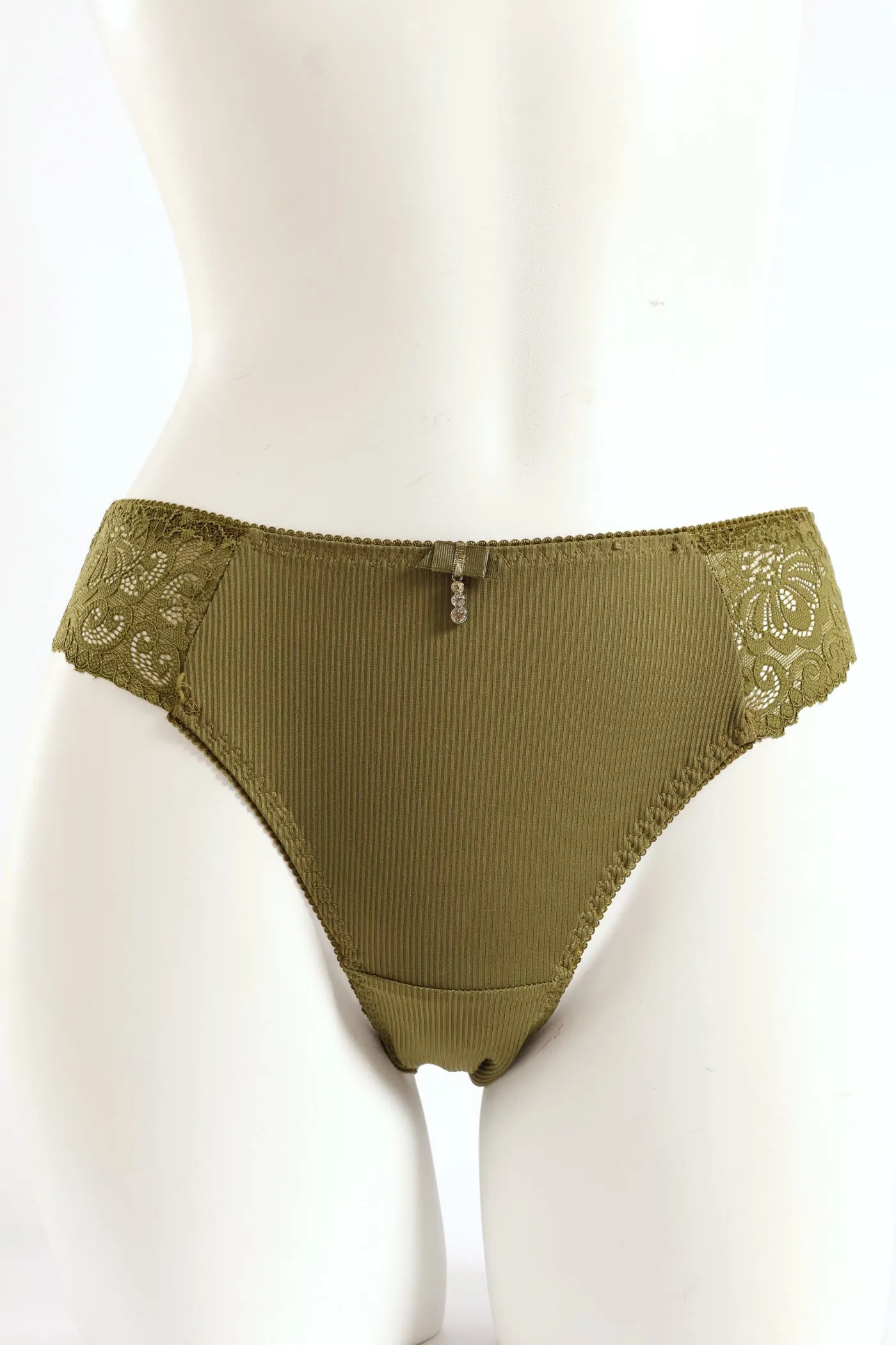 Lace & Rib Bikini Panty - Olive sold by Edgars