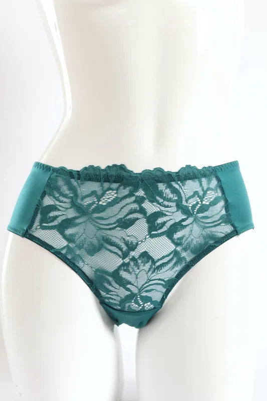 Microfibre & Lace Midi Panty - Emerald sold by Edgars