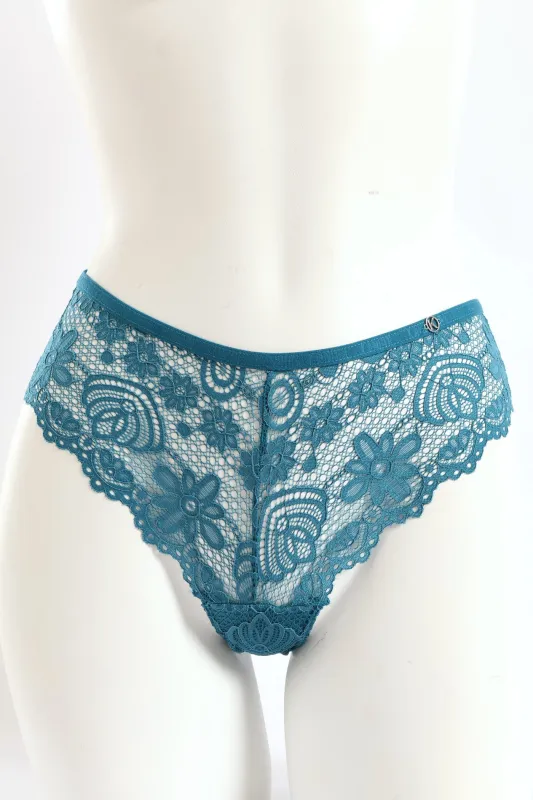 3 Pack Galloon Lace Brazilian Panties - Teal/Black/Raspberry sold by Edgars