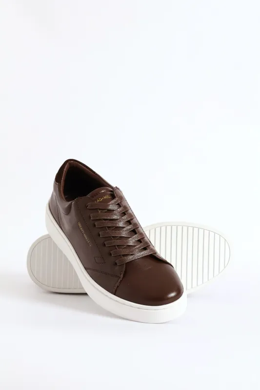 Basic Leather Court Sneaker - Chocolate sold by Edgars