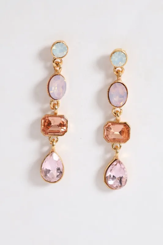Stone Drop Earring - Gold/Pink sold by Edgars