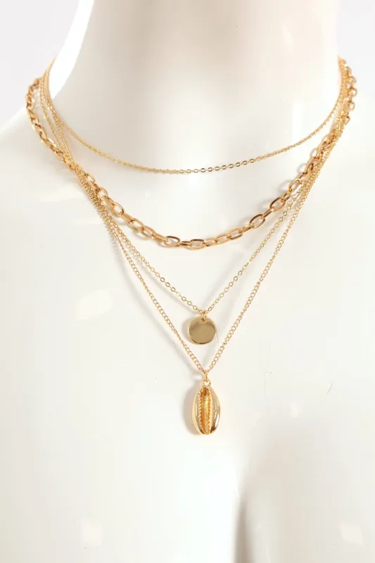 3 Layer Shell Pendant Neckalce - Gold sold by Edgars