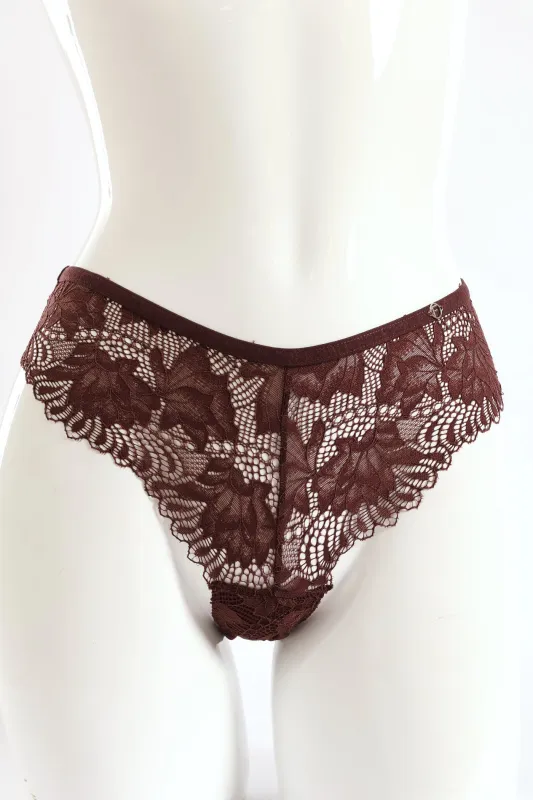 3 Pack Galloon Lace Brazilian Panties - Caramel/Espresso sold by Edgars