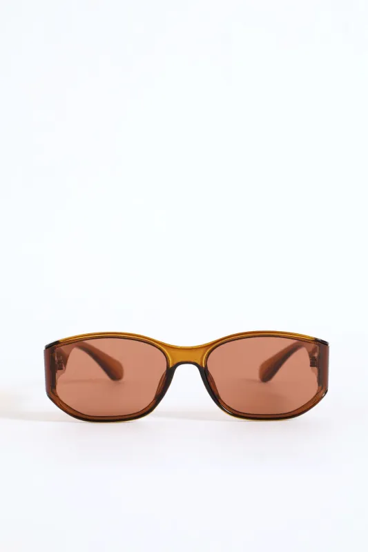 Wrapped Narrow Lense Crystal Frame Sunglasses - Olive made by Edgars