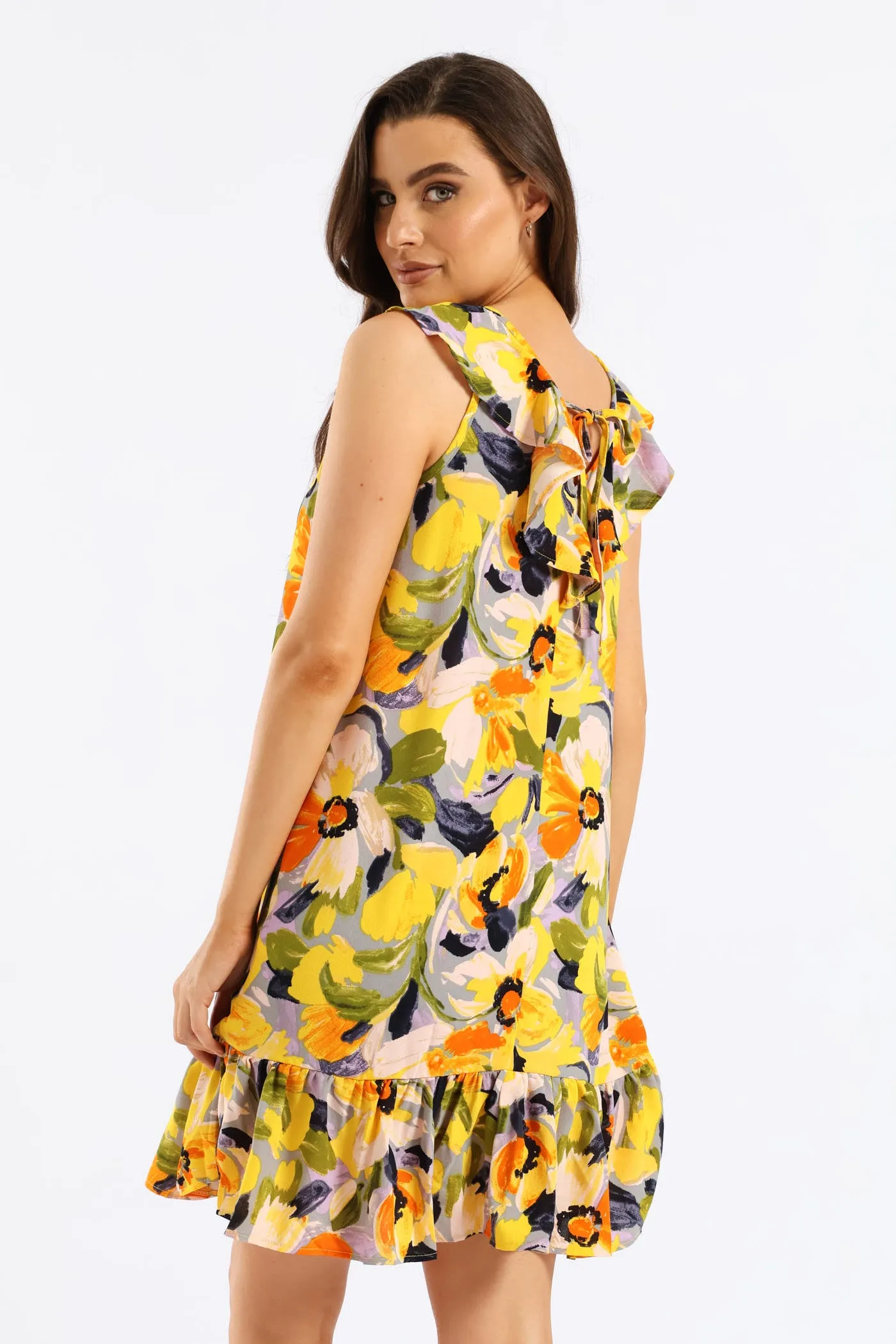 V-Neck Frill Hem Printed Mini Dress - Multi sold by Edgars product image thumbnail 3
