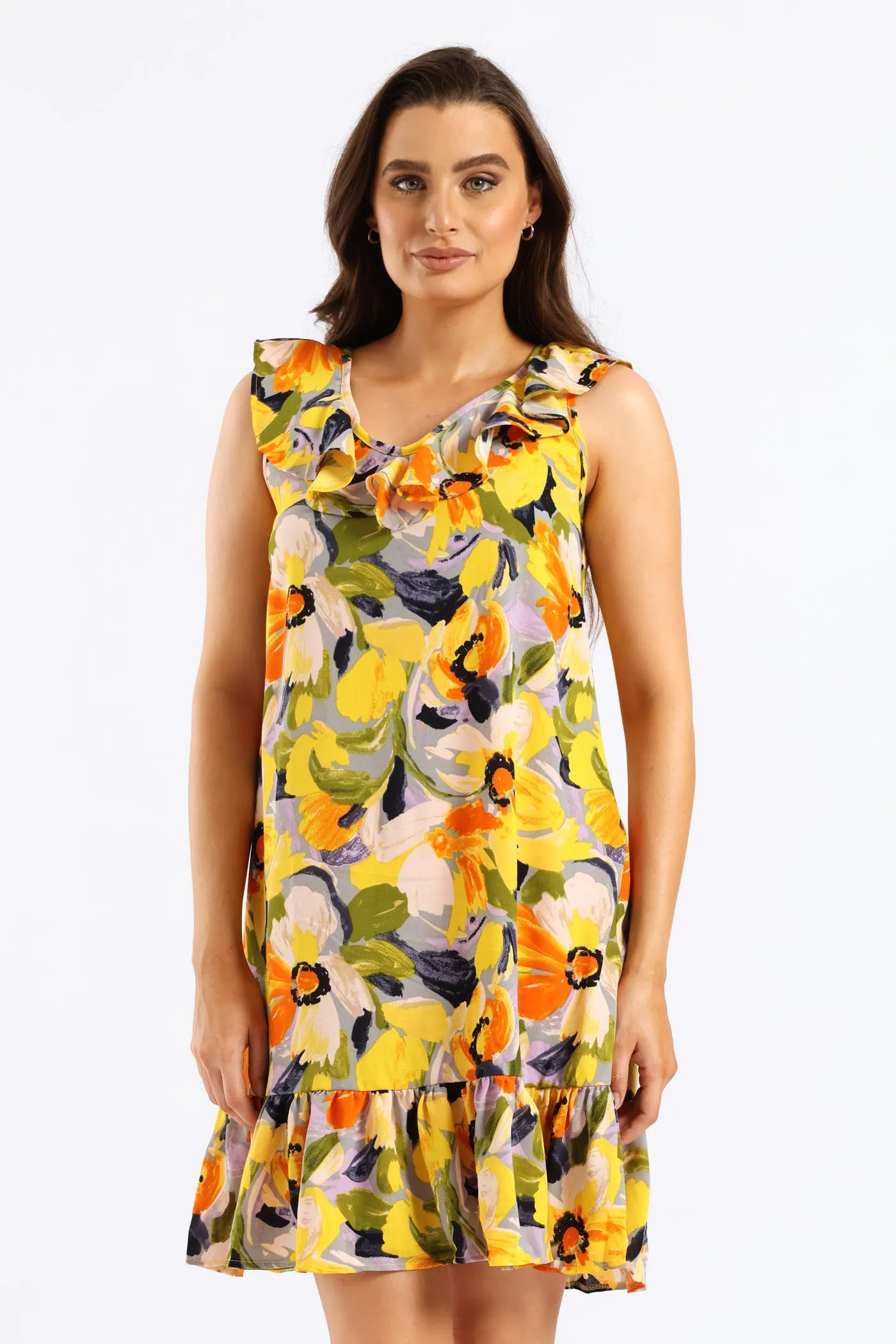 V-Neck Frill Hem Printed Mini Dress - Multi sold by Edgars product image thumbnail 4