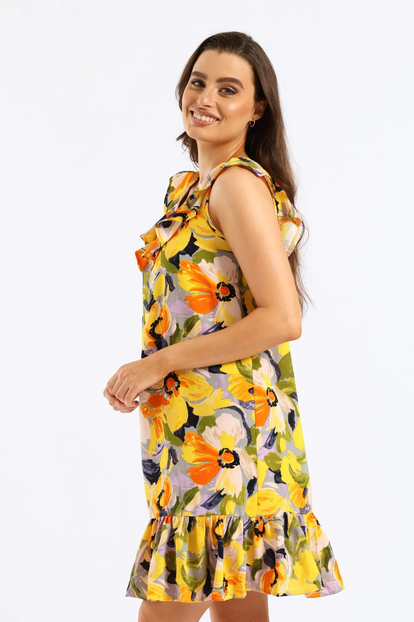 V-Neck Frill Hem Printed Mini Dress - Multi sold by Edgars product image thumbnail 5