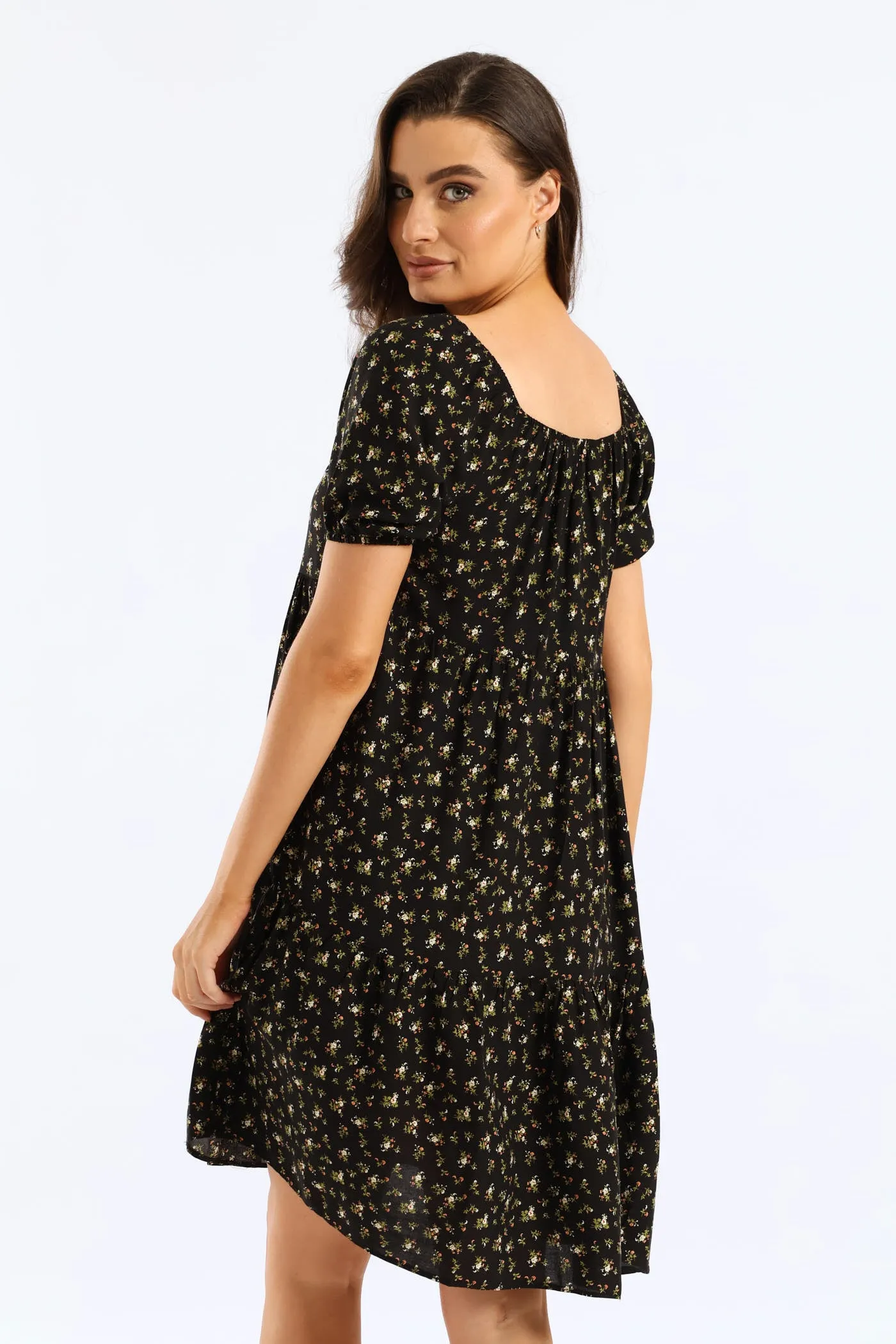 Tiered Print Gypsy Mini Dress - Black sold by Edgars product image thumbnail 2