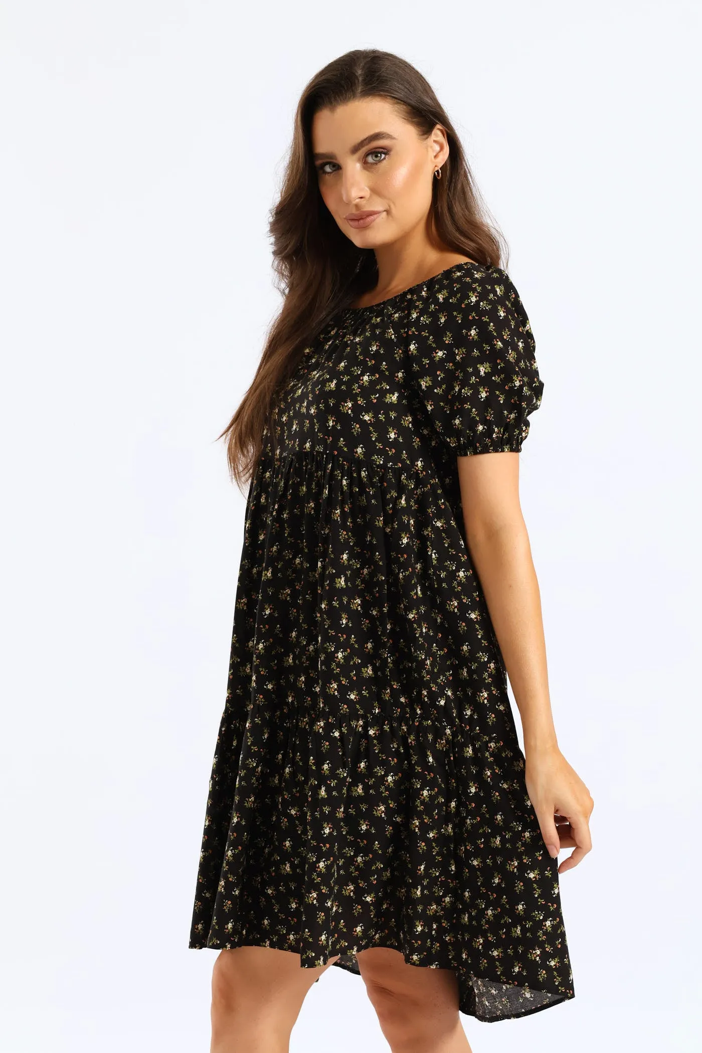 Tiered Print Gypsy Mini Dress - Black sold by Edgars product image thumbnail 5