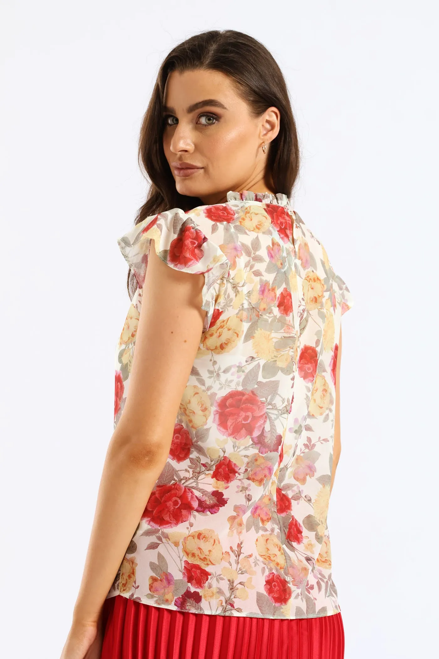 Frill Neck Romantic Floral Blouse - Cream sold by Edgars product image thumbnail 4