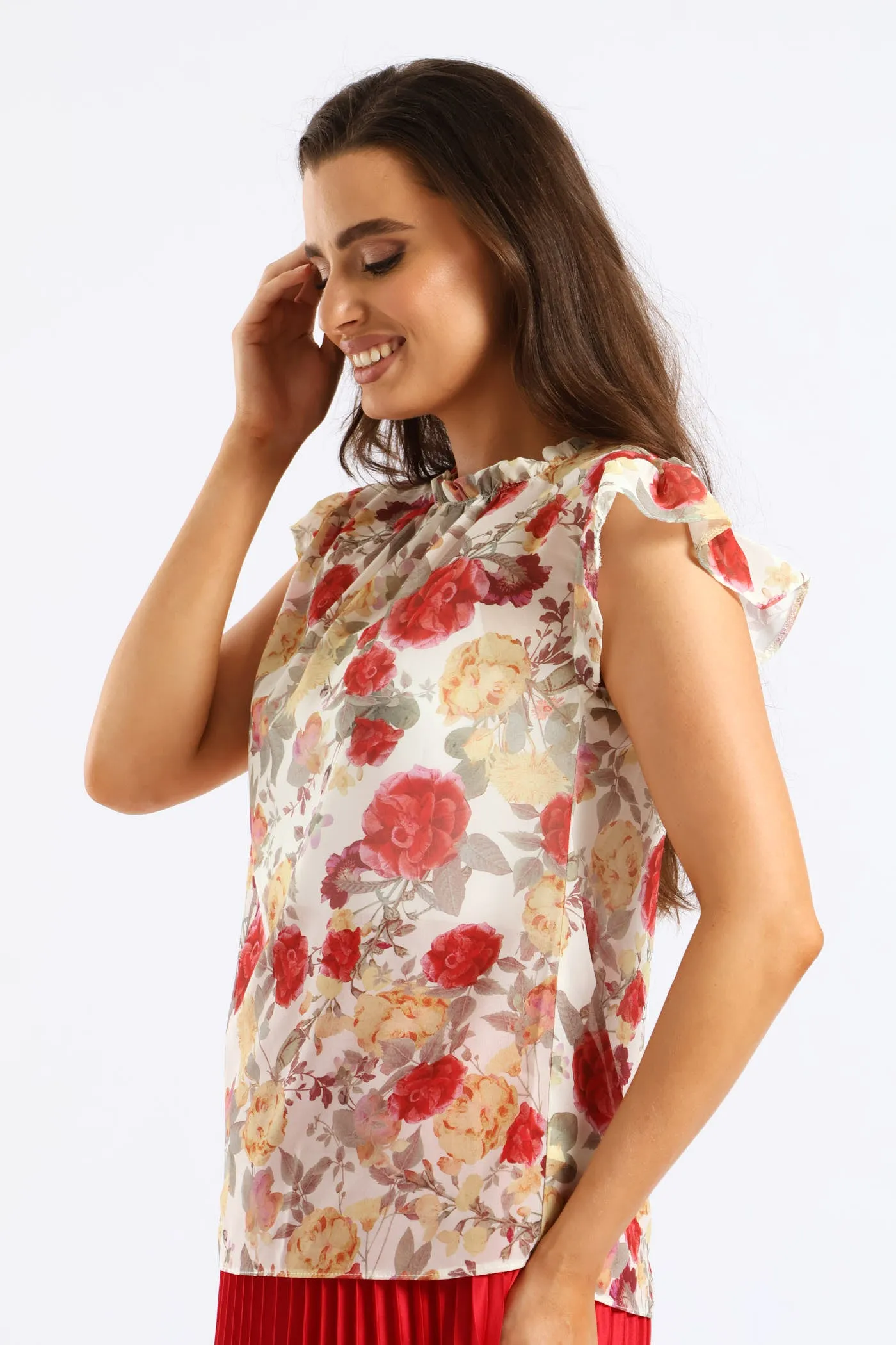 Frill Neck Romantic Floral Blouse - Cream sold by Edgars product image thumbnail 3