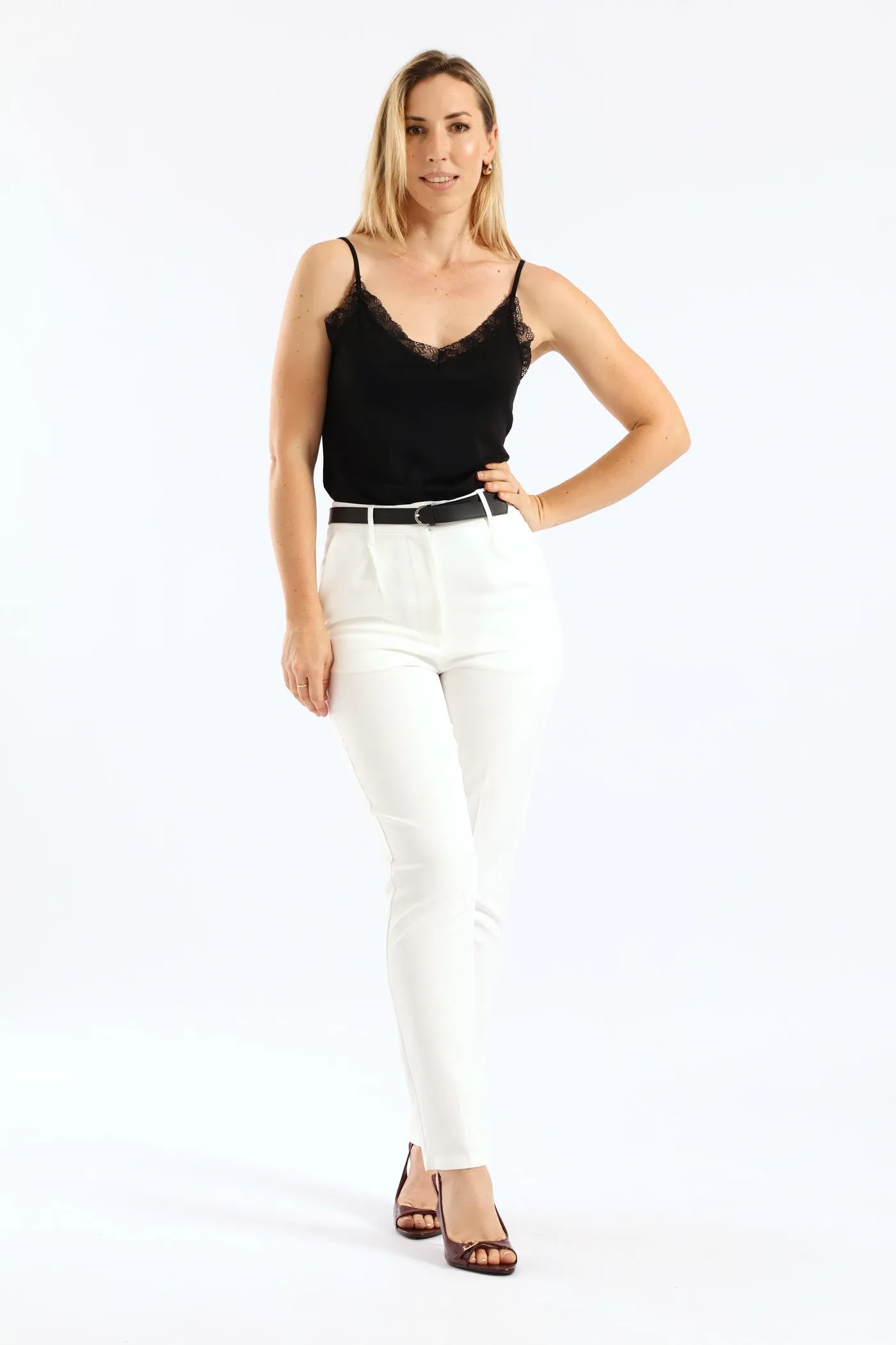 Belted Tapered Leg Pant - Cream sold by Edgars product image thumbnail 2