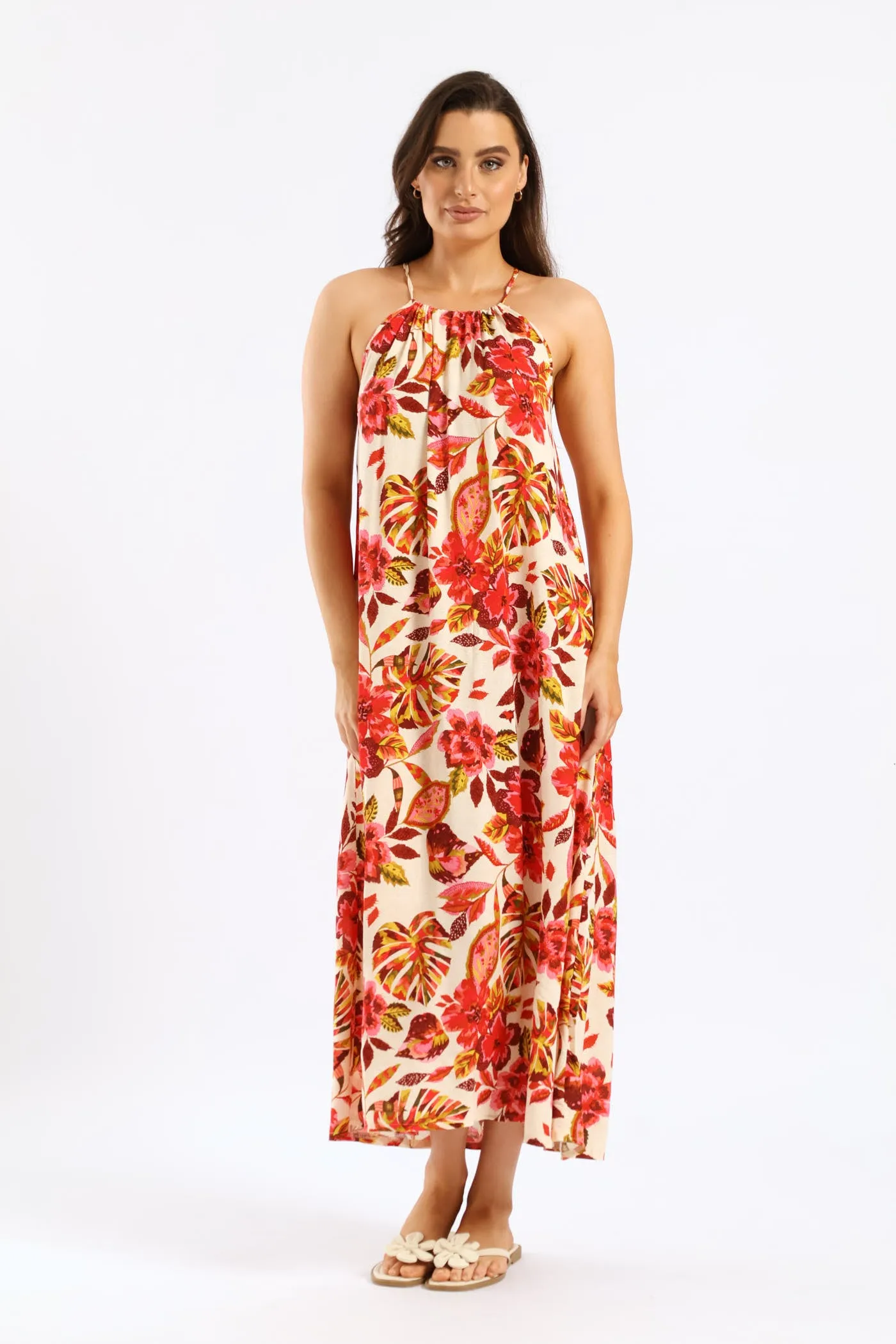 Hi-Neck Drawstring Back Tie Maxi Dress - Multi sold by Edgars product image thumbnail 4