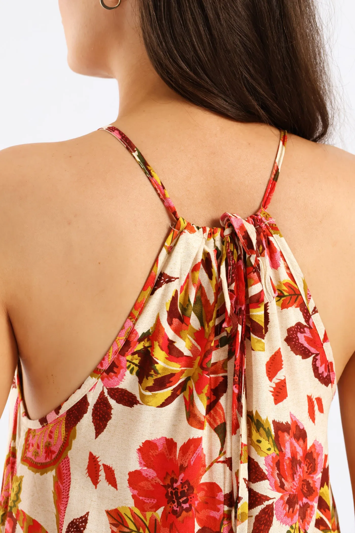 Hi-Neck Drawstring Back Tie Maxi Dress - Multi sold by Edgars product image thumbnail 2