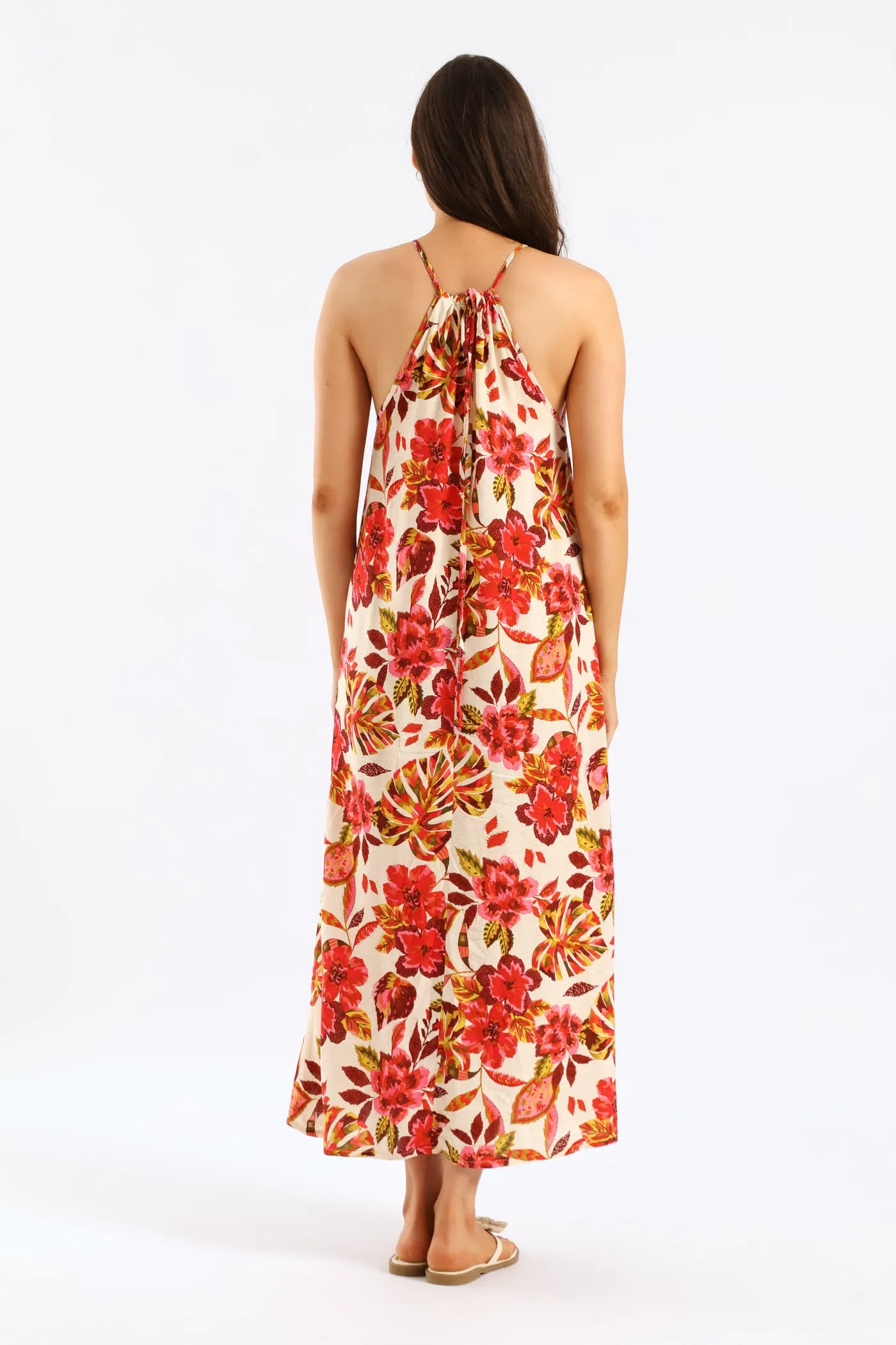 Hi-Neck Drawstring Back Tie Maxi Dress - Multi sold by Edgars product image thumbnail 3