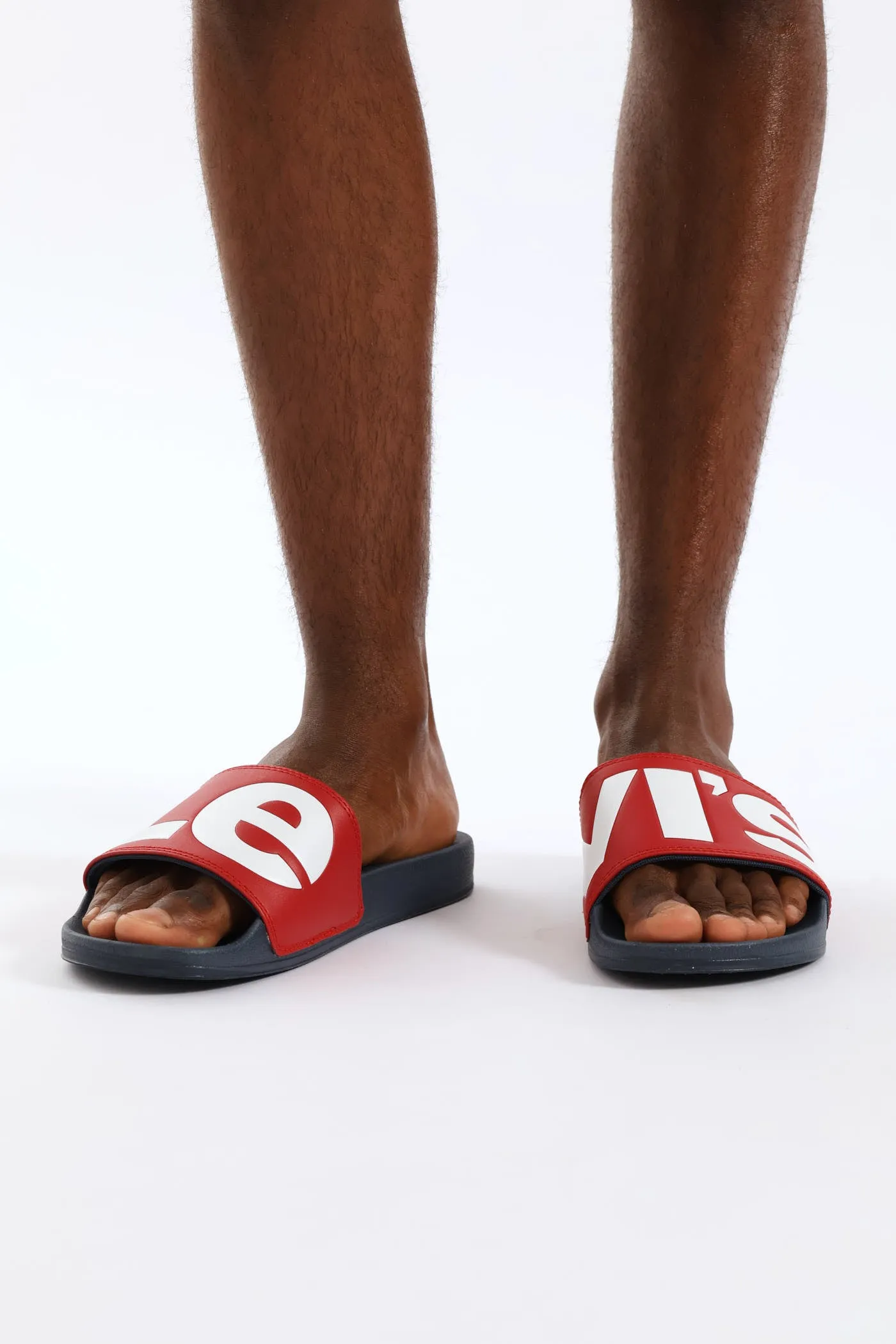 June Pool Slide Sandal - Navy/Red sold by Edgars