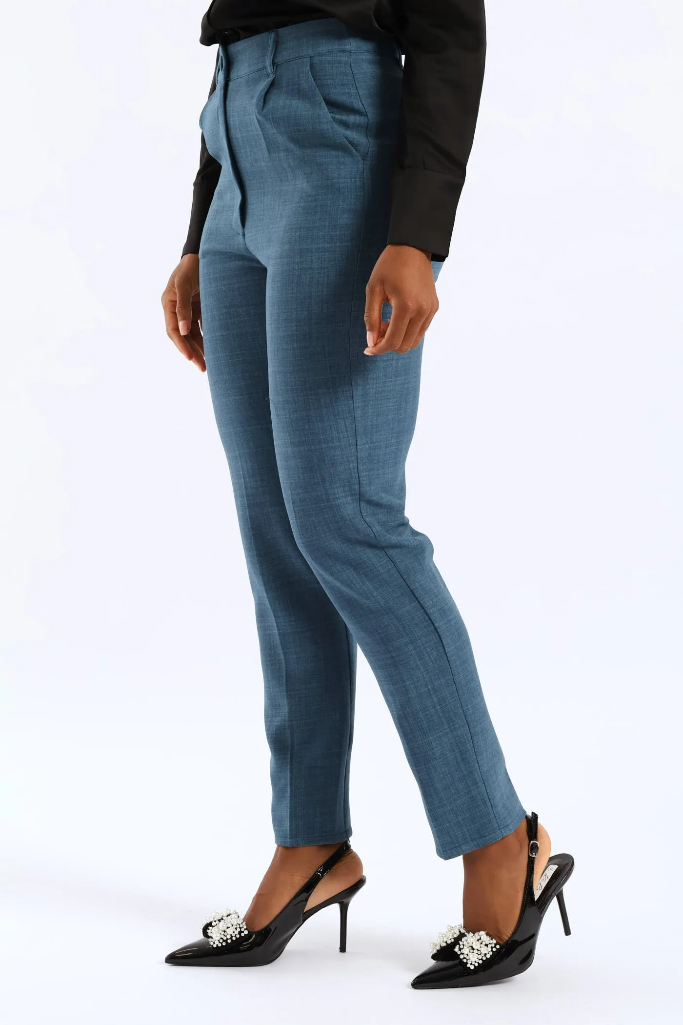 Covered Button Linen Blend Tapered Leg Pant - Teal sold by Edgars product image thumbnail 4