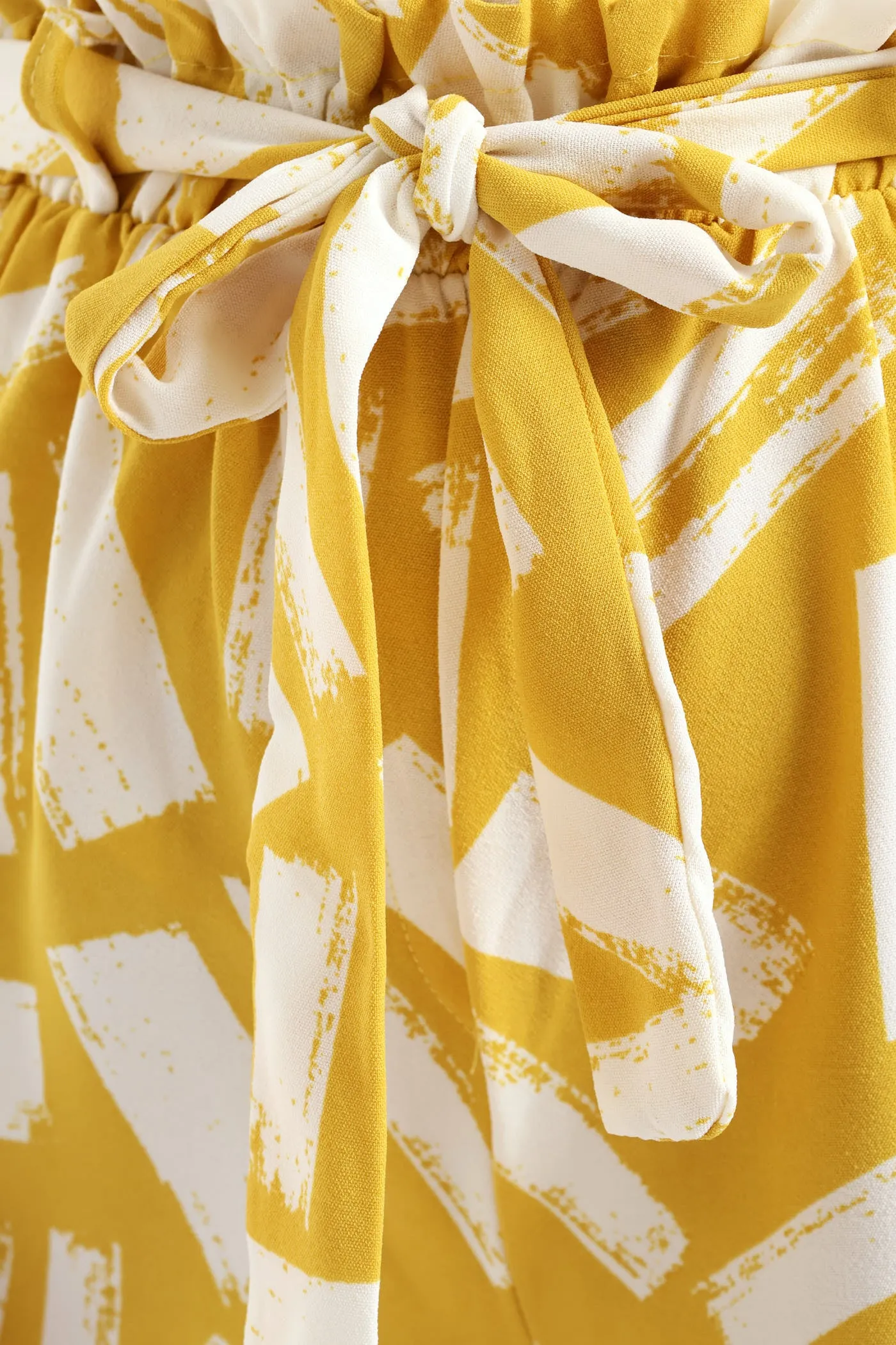 Belted Elasicated Mid Thigh Flat Toggle Shorts - White/Ochre sold by Edgars product image thumbnail 4