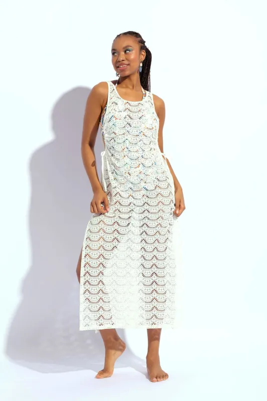 Crochet Maxi Dress - White sold by Edgars