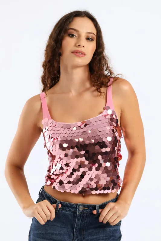Sequin Crop Top - Pink sold by Edgars