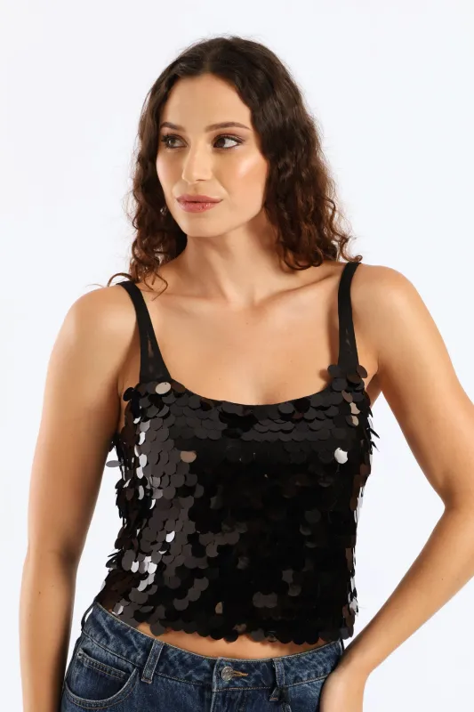 Sequin Crop Top - Black sold by Edgars