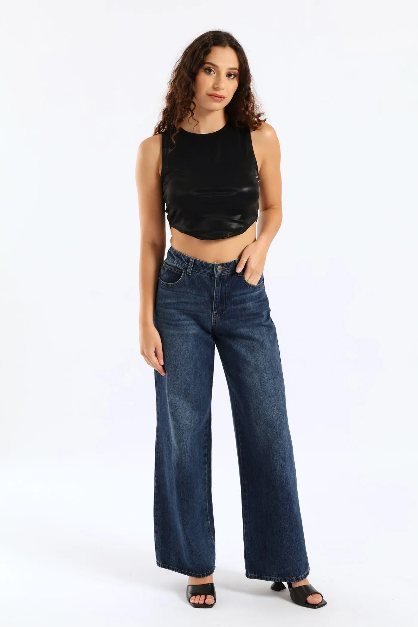 Faux Leather Cropped Tank Top - Black sold by Edgars product image thumbnail 4