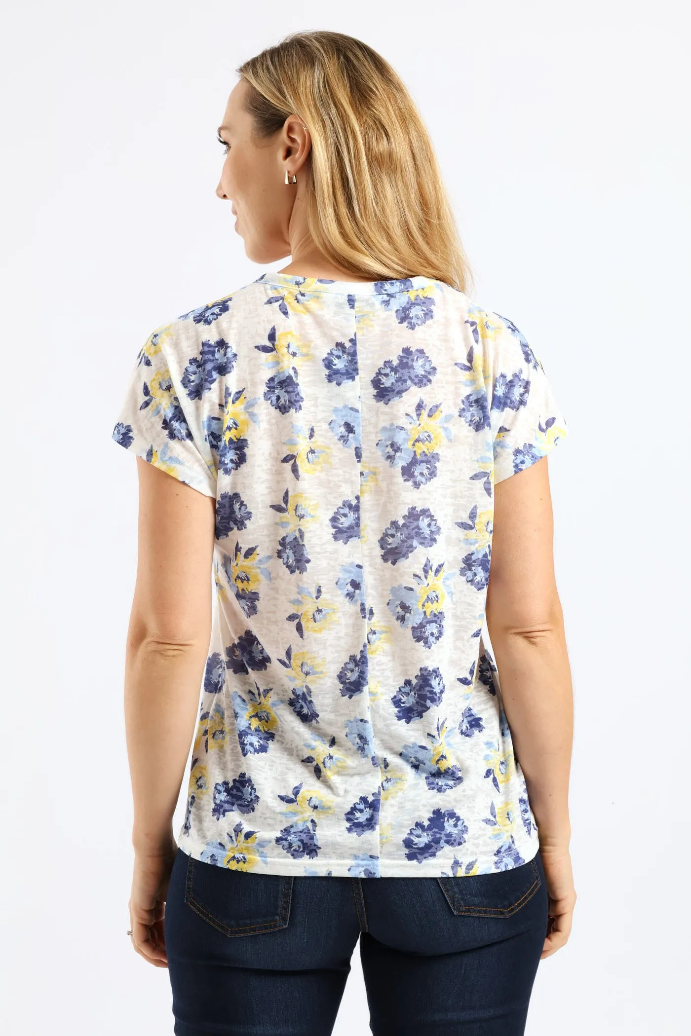 Floral Watercolour Burnout T-Shirt - Yellow/Blue sold by Edgars product image thumbnail 2